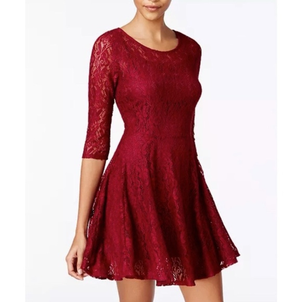 Fishbowl burgundy lace accent zipper dress size xl